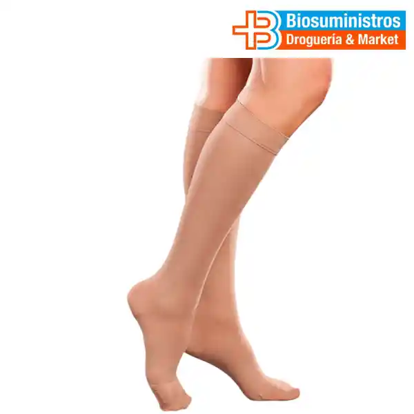 Media De Compresion Mujer Therafirm15-20 Mmhg A La Rodilla Punta Cerrrada Talla L Beige Ref 68202