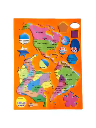 Regla Plantilla Mapa Político América Colombia Naranja Neón