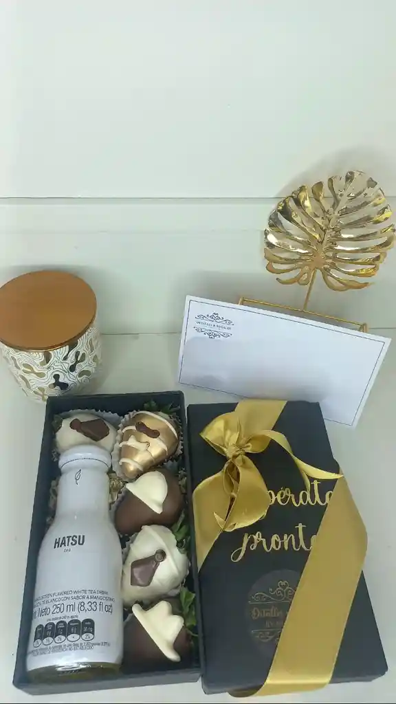Caja De Lujo Te Hatsu Y Fresas Con Chocolate - Hombre