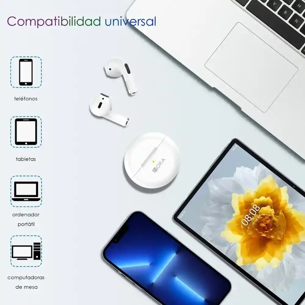 Audífonos Earbuds Bluetooth Manos Libres Color Azul Pastel Aut119