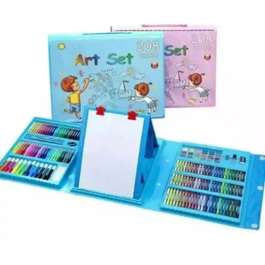 Set Kit Colores Juego Arte/dibujo Creativo Infantil -208 Pcs Azul