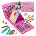 Set Kit Colores Juego Arte/dibujo Creativo Infantil -208 Pcs Rosado