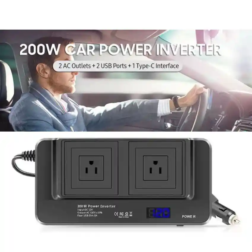 Inversor Portátil Multitoma Para Carro Usb Automovil 200w