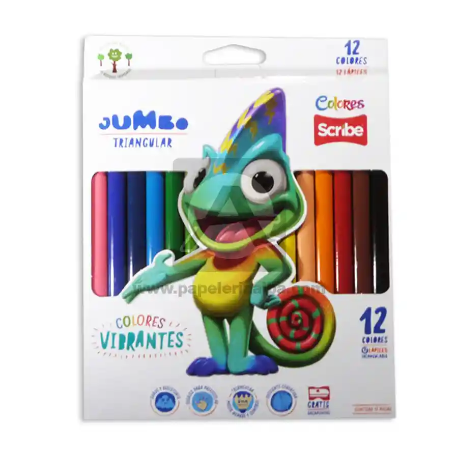 Colores Vibrantes Jumbo Scribe 12 Unidades Triangular Unipunta