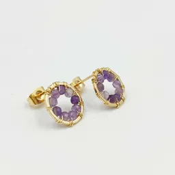 Aretes Círculitos Mini Con Amatista