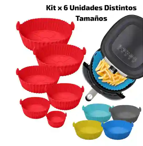  Kit X6 Tamanos Molde Protector Para Freidora Air Fryer  Silicón A Reutizable 