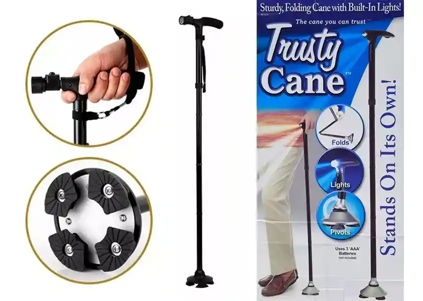 Baston Trusty Cane Ortopedico Plegable Con Linterna Luz Led