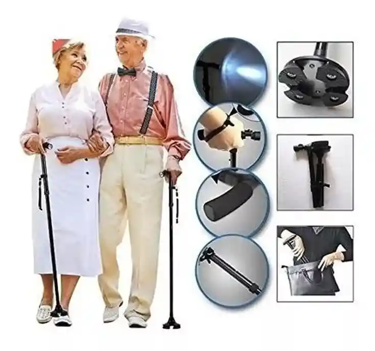 Baston Trusty Cane Ortopedico Plegable Con Linterna Luz Led