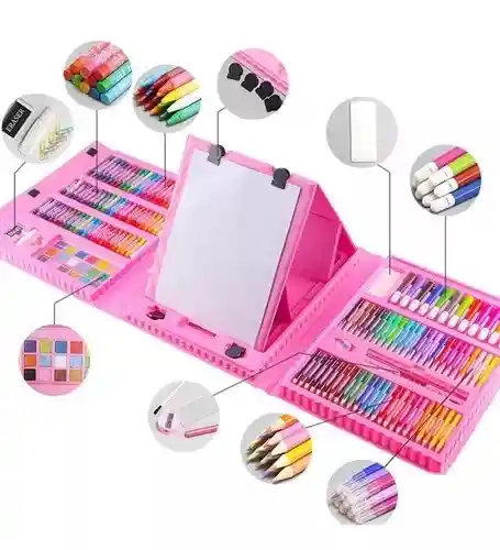 Set Kit Arte Niños Maleta Crayon Acuarela Plumon 208 Piezas