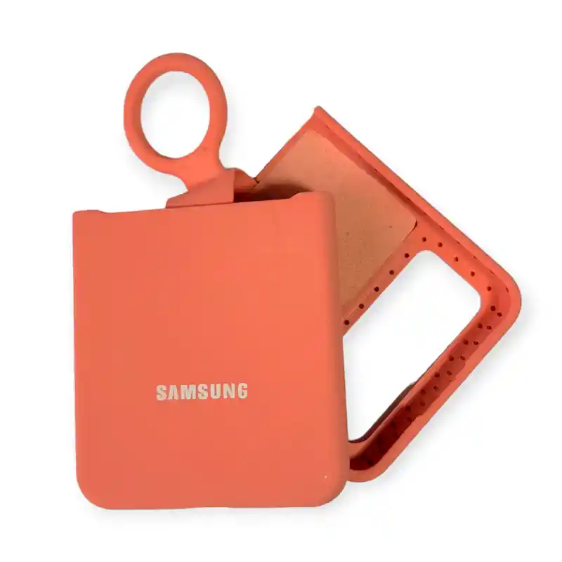 Silicone Case Para Samsung Z Flip 4 Con Anillo Rosado