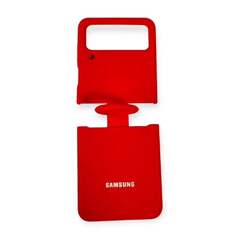 Silicone Case Para Samsung Z Flip 4 Con Anillo Rojo