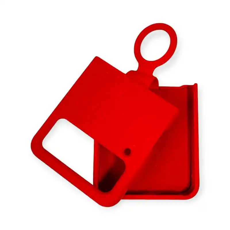 Silicone Case Para Samsung Z Flip 4 Con Anillo Rojo