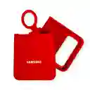 Silicone Case Para Samsung Z Flip 4 Con Anillo Rojo