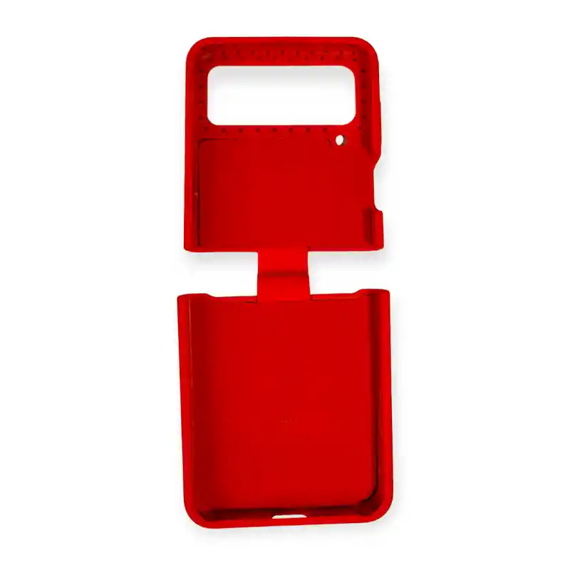 Silicone Case Para Samsung Z Flip 4 Con Anillo Rojo