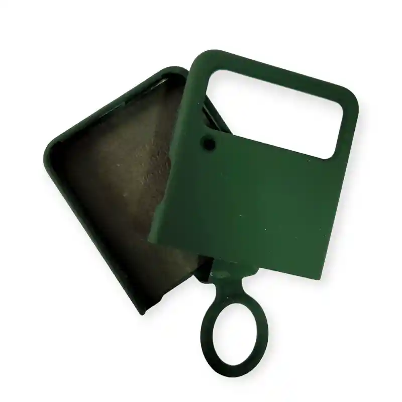 Silicone Case Para Samsung Z Flip 4 Con Anillo Verde Militar