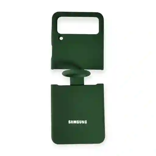 Silicone Case Para Samsung Z Flip 4 Con Anillo Verde Militar