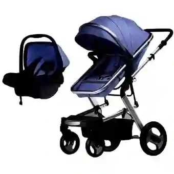 Coche Tipo Moises Paseador Fino Silla Carro Porta Bebe + Toldillo Azul
