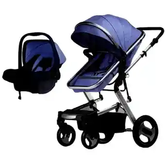 Coche Tipo Moises Paseador Fino Silla Carro Porta Bebe + Toldillo Azul