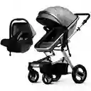 Coche Tipo Moises Paseador Fino Silla Carro Porta Bebe + Toldillo Gris