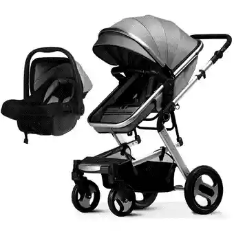 Coche Tipo Moises Paseador Fino Silla Carro Porta Bebe + Toldillo Gris