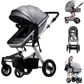 Coche Tipo Moises Fino Paseador De Lujo + Toldillo Gris