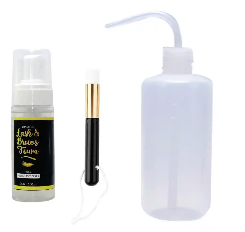 Kit Limpieza Pestañas Dispensador 500 Ml + Brocha + Espuma 160 Ml