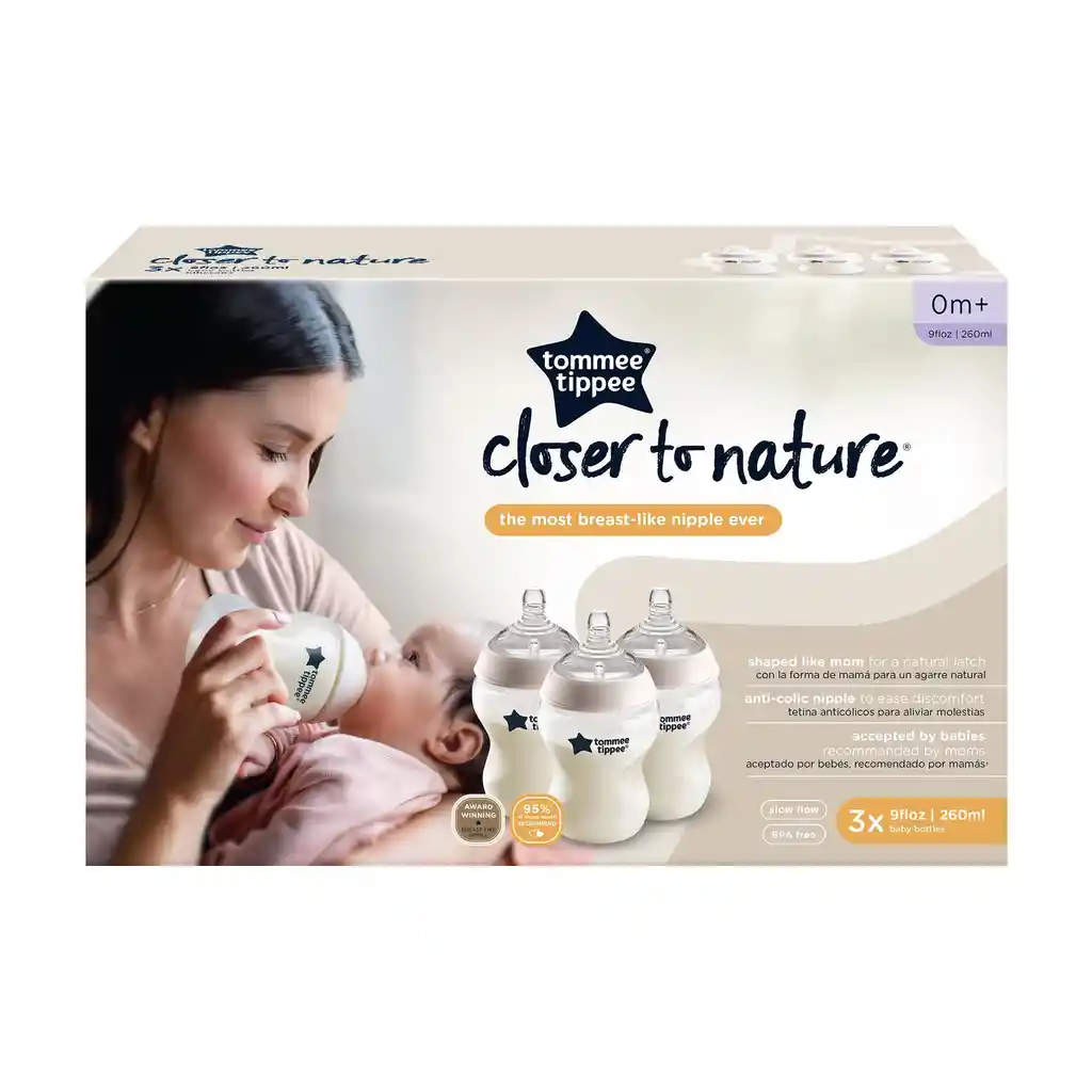 Set 3 Teteros Tommee Tippee 9 Onzas 0 - 6 Meses