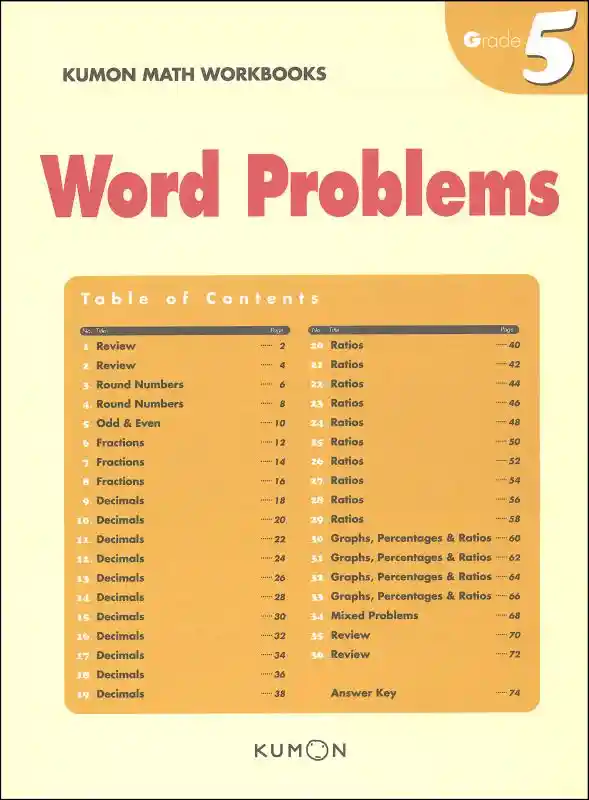 Libro Kumon Problemas Matemáticos Para Grado 5 En Ingles