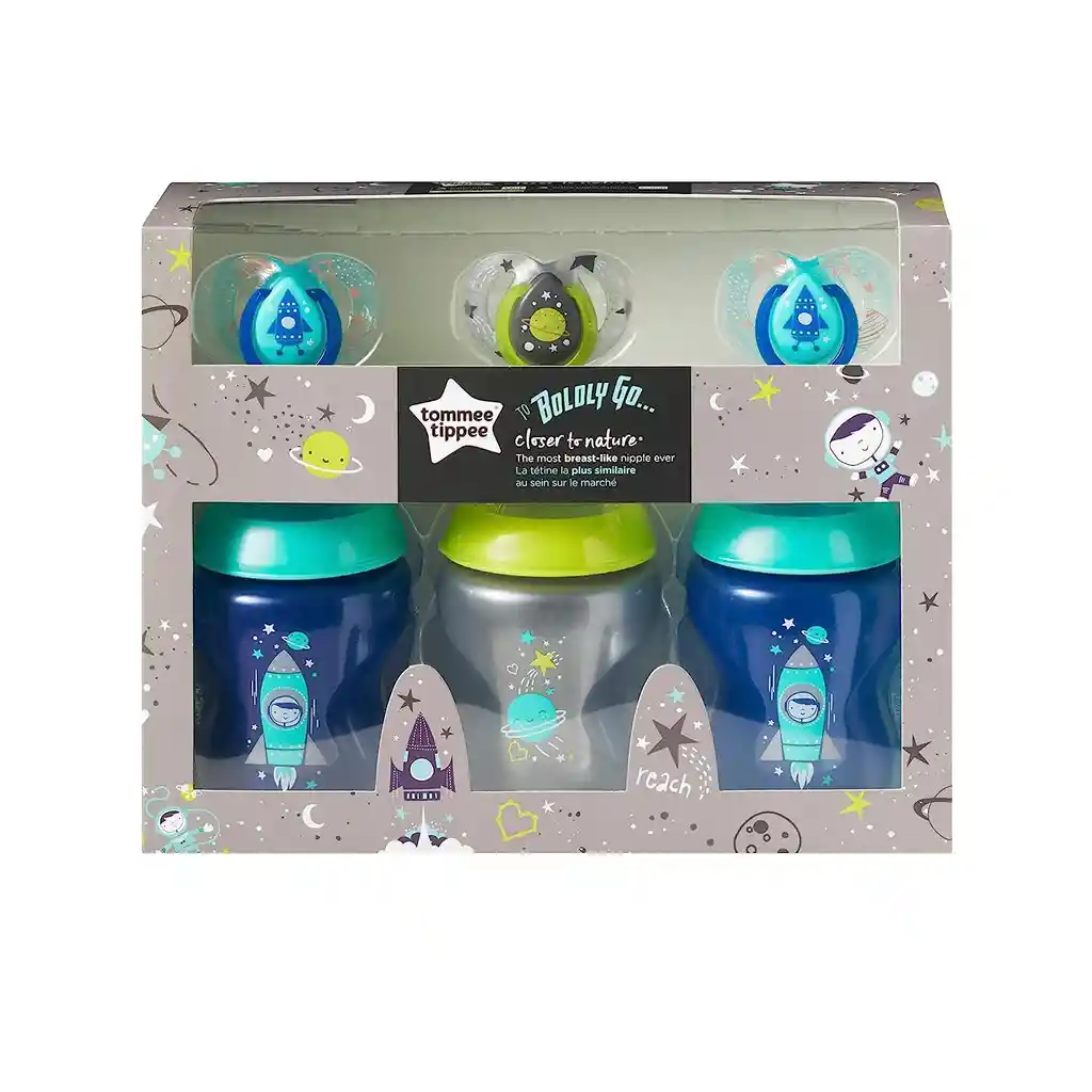 Set Teteros Tommee Tippee Astronauta 9oz X 3 Incluye 3 Chupos Entretencion