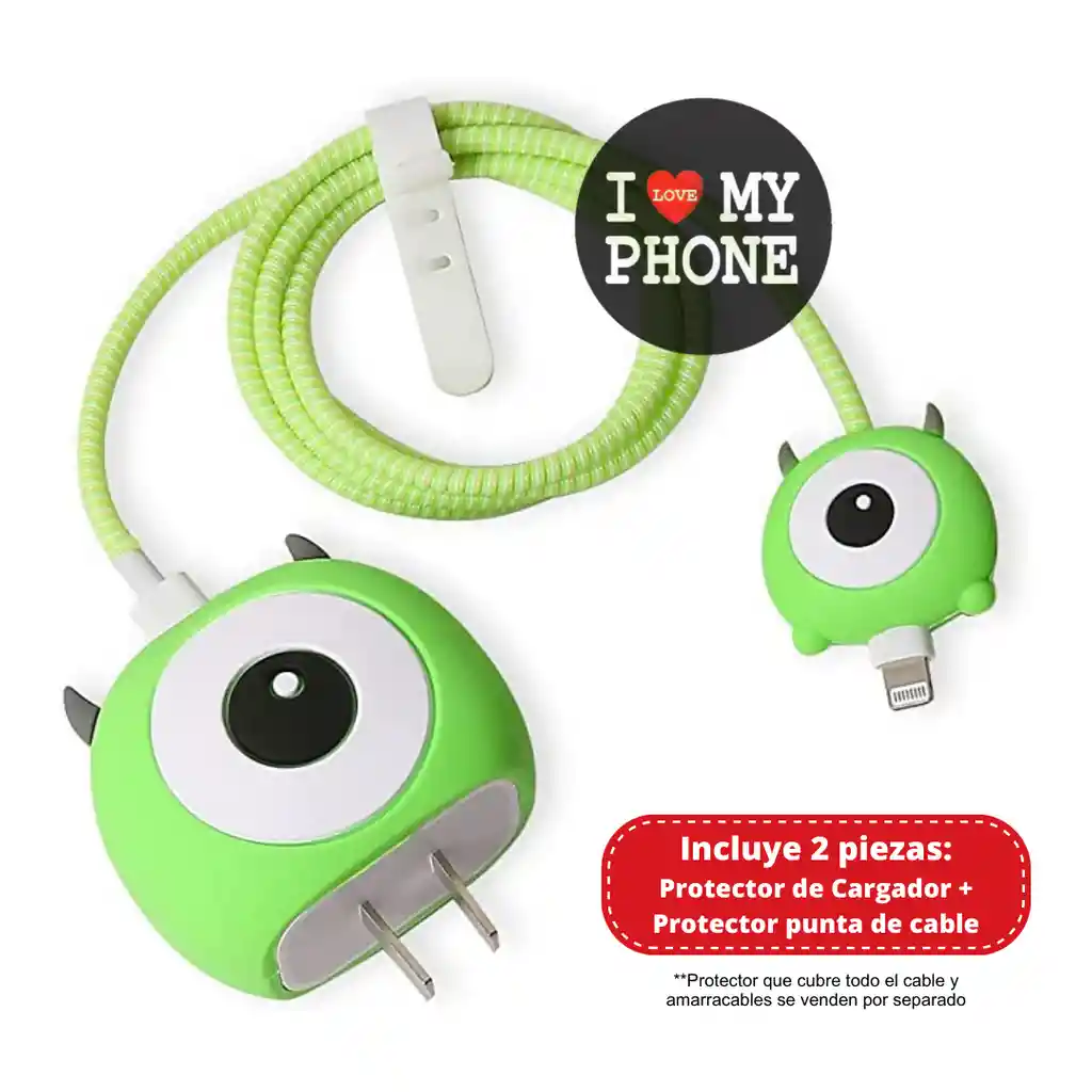 Protector De Cable + Protector De Cargador. Modelo: Mike Wazowski