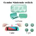 Combo Estuche Animal Crossing + Vidrio + 4 Grips Nintendo Switch Clasica