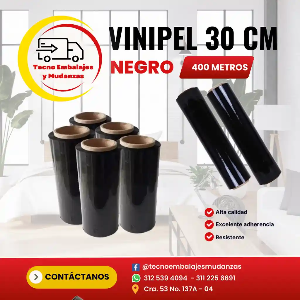 Vinipel De 30 Cm Negro X 400 Mts