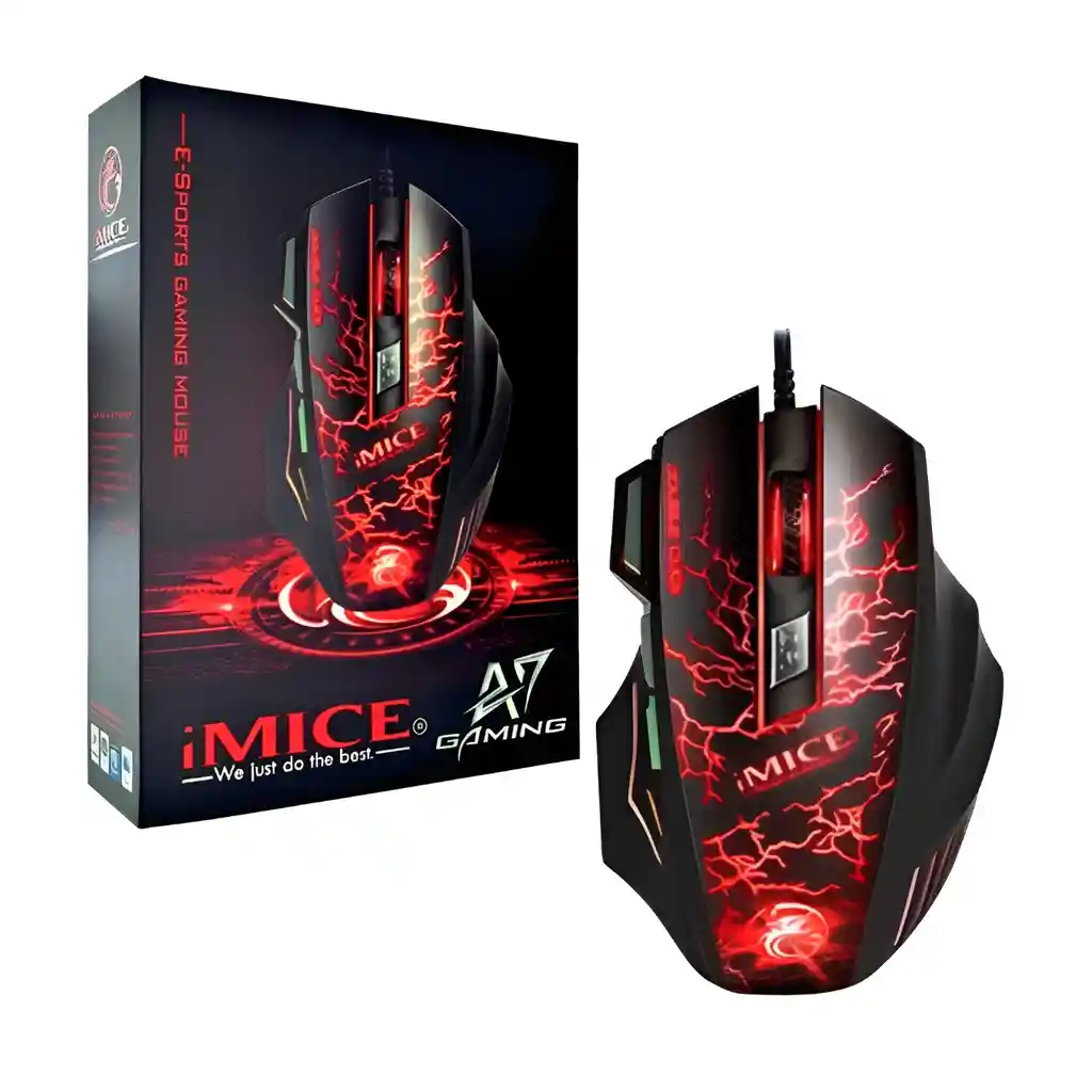 Mouse Gamer Rbg 7 Botones A7 Imice Rojo