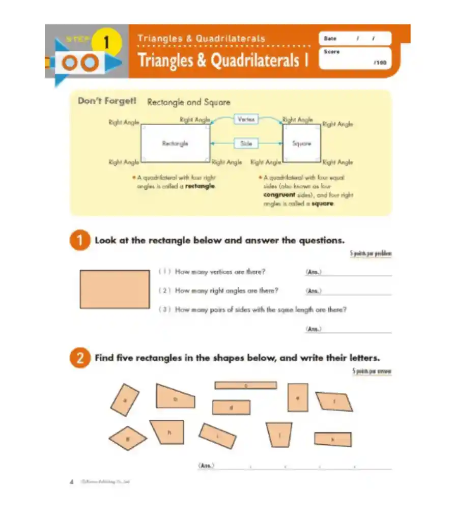 Libro Kumon Problemas Matemáticos Geometría Ingles Para Niños