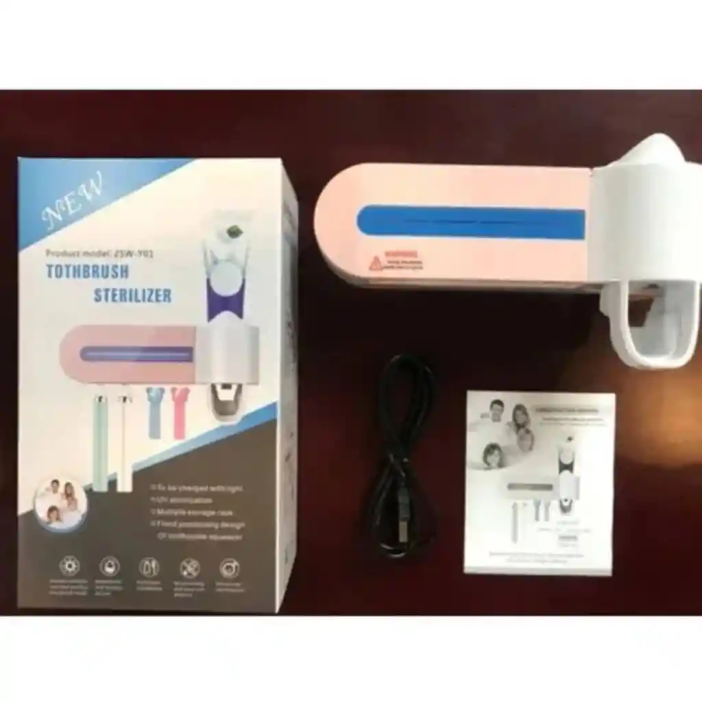 Dispensador De Crema Dental Y Porta Cepillos Con Luz Uv New