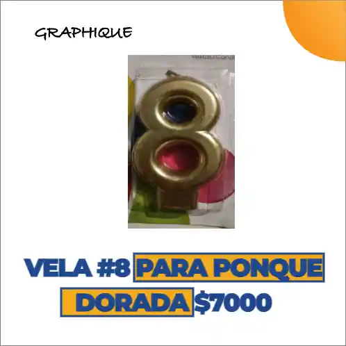 Vela #8 Para Ponque Dorada