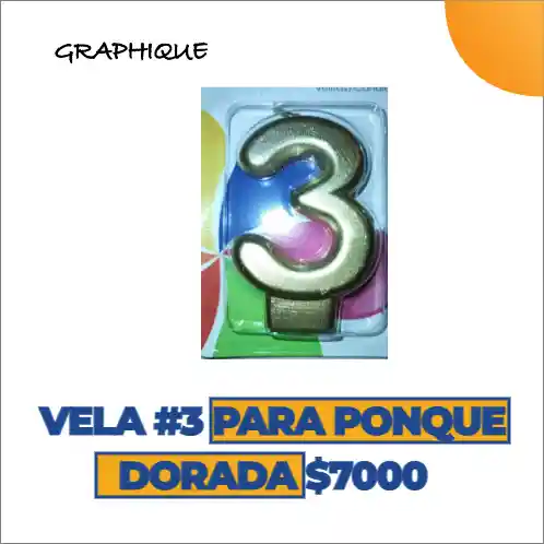 Vela #3 Para Ponque Dorada