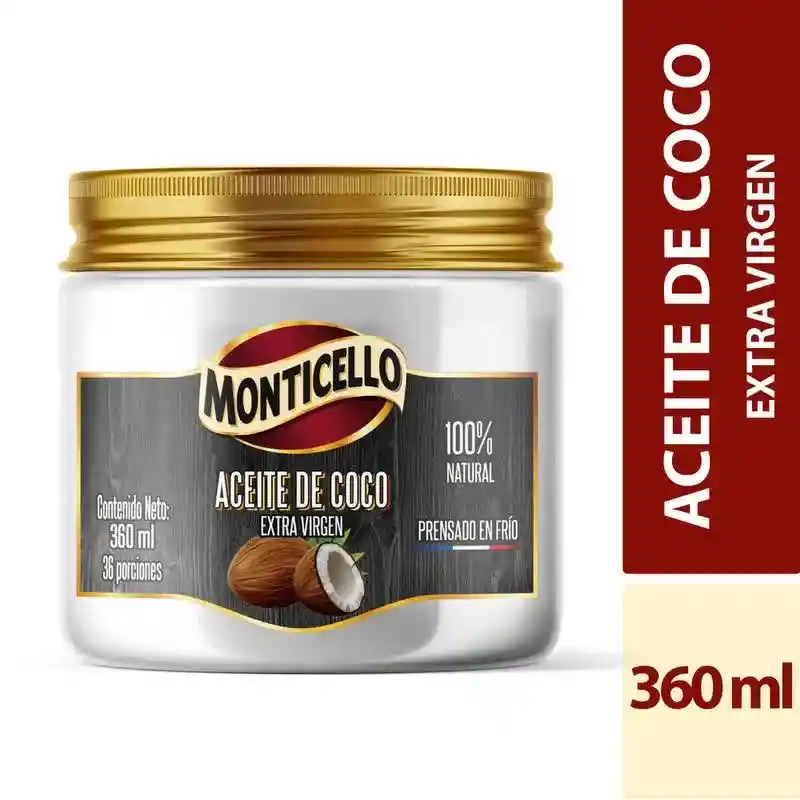 Aceite De Coco Extra Virgen - Monticello 360ml