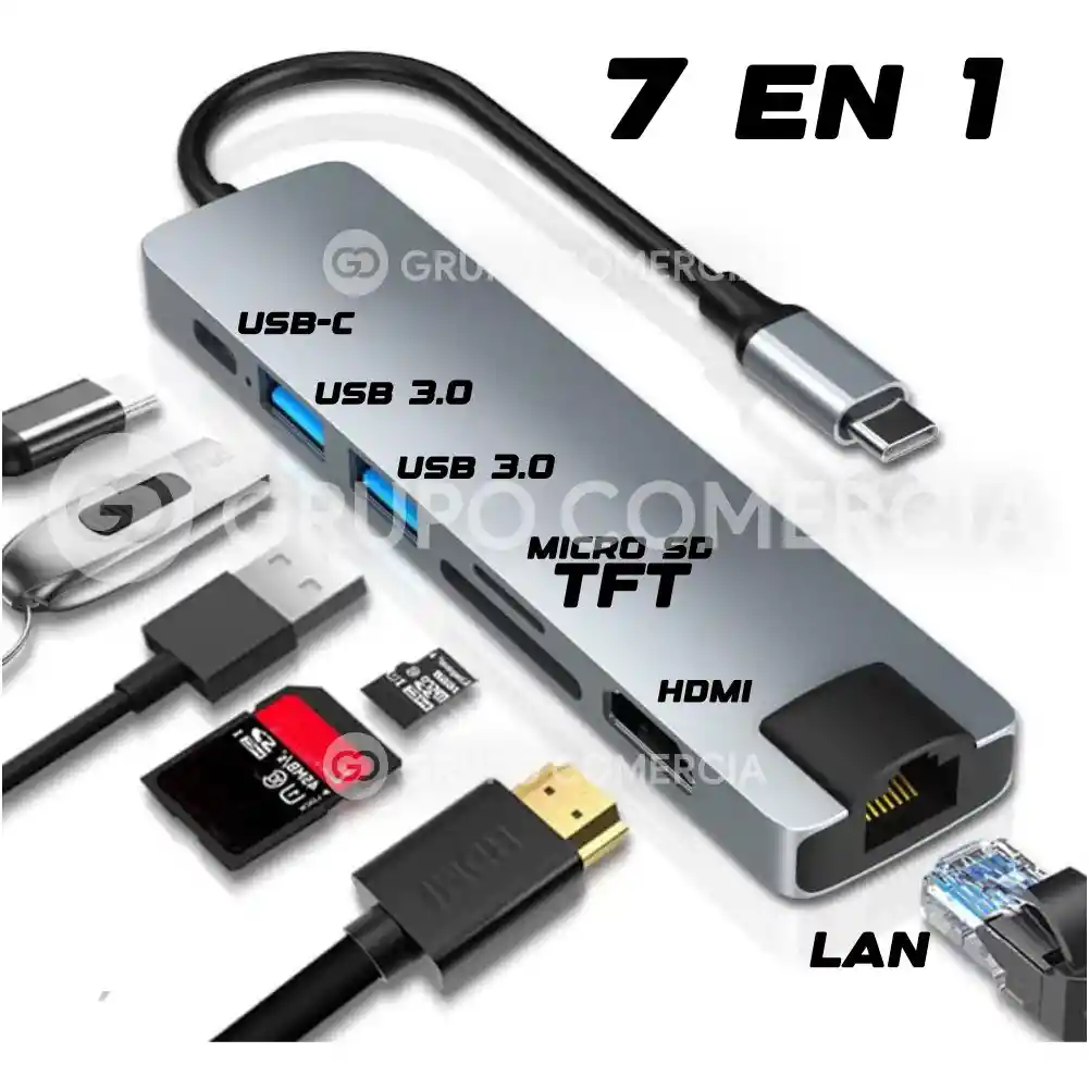 Adaptador Usb Hub C 7 En 1 Para Macbook Pro Air M1 2020 Hdmi