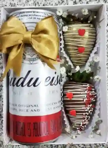 Feliz Dia Papá Cumpleaños Fresas Con Chocolate Mas Cerveza Budweiser, Aniversario, Amistad