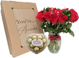 Caja De Regalo Rosas Y Ferrero Caja De Chocolates Corazón