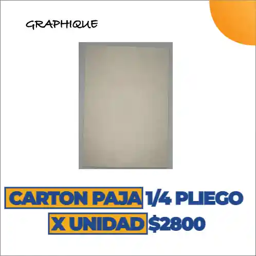 Cartón Paja En 1/4 Pliego X Unidad