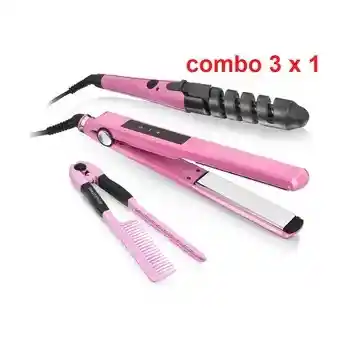 Combo Nano Titanium Plancha Cabello + Rizadora + Pinza Peine