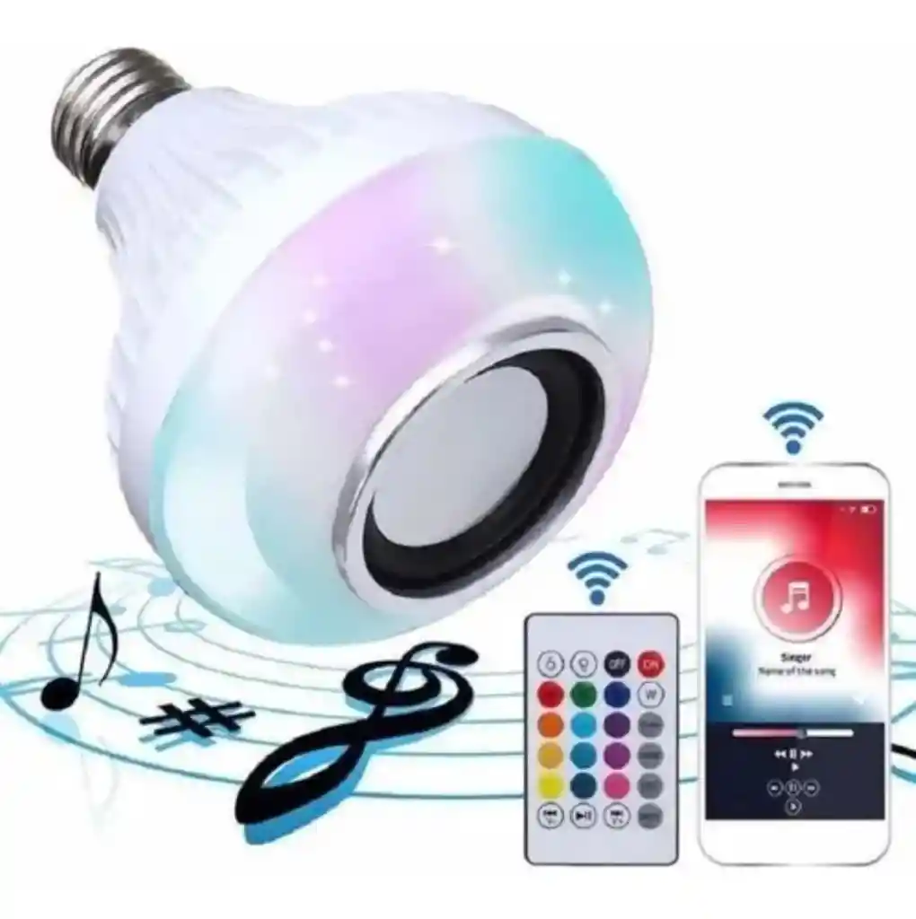 Bombillo Parlante Led Con Bluetooth Music Multicolores