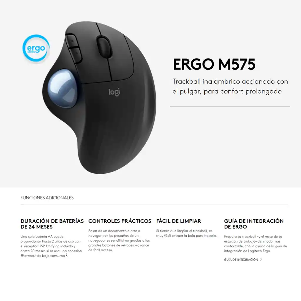 Combo Ergo: Teclado Logitech K860 + Mouse Trackball M575