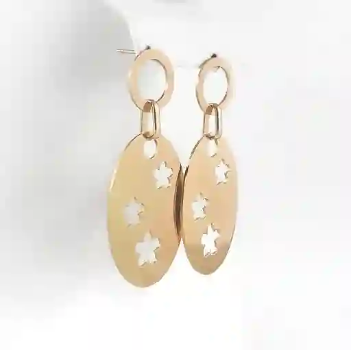 Aretes En Acero Diseño Gota Tres Estrellas