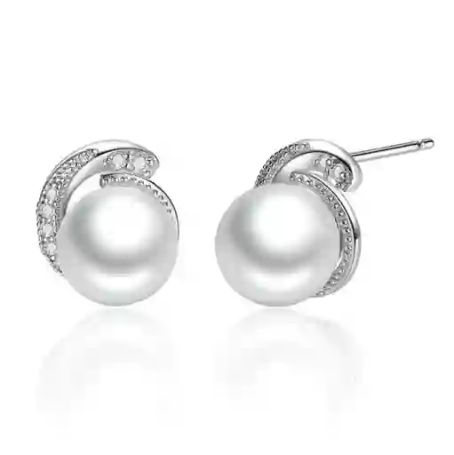 Aretes Elegantes En Plata 925 Perlas Y Circones Para Mujer
