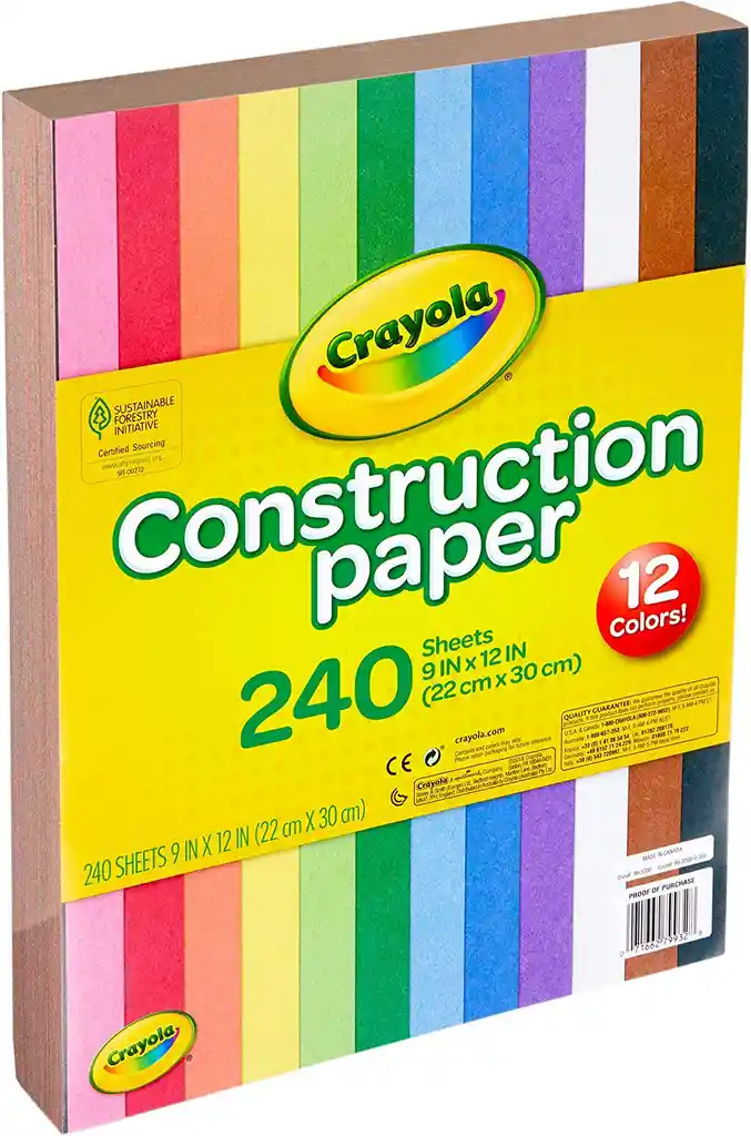 Crayola Papel Bond De Colores X12 Resma 240 Hojas Carta A4 Manualidades Construcción