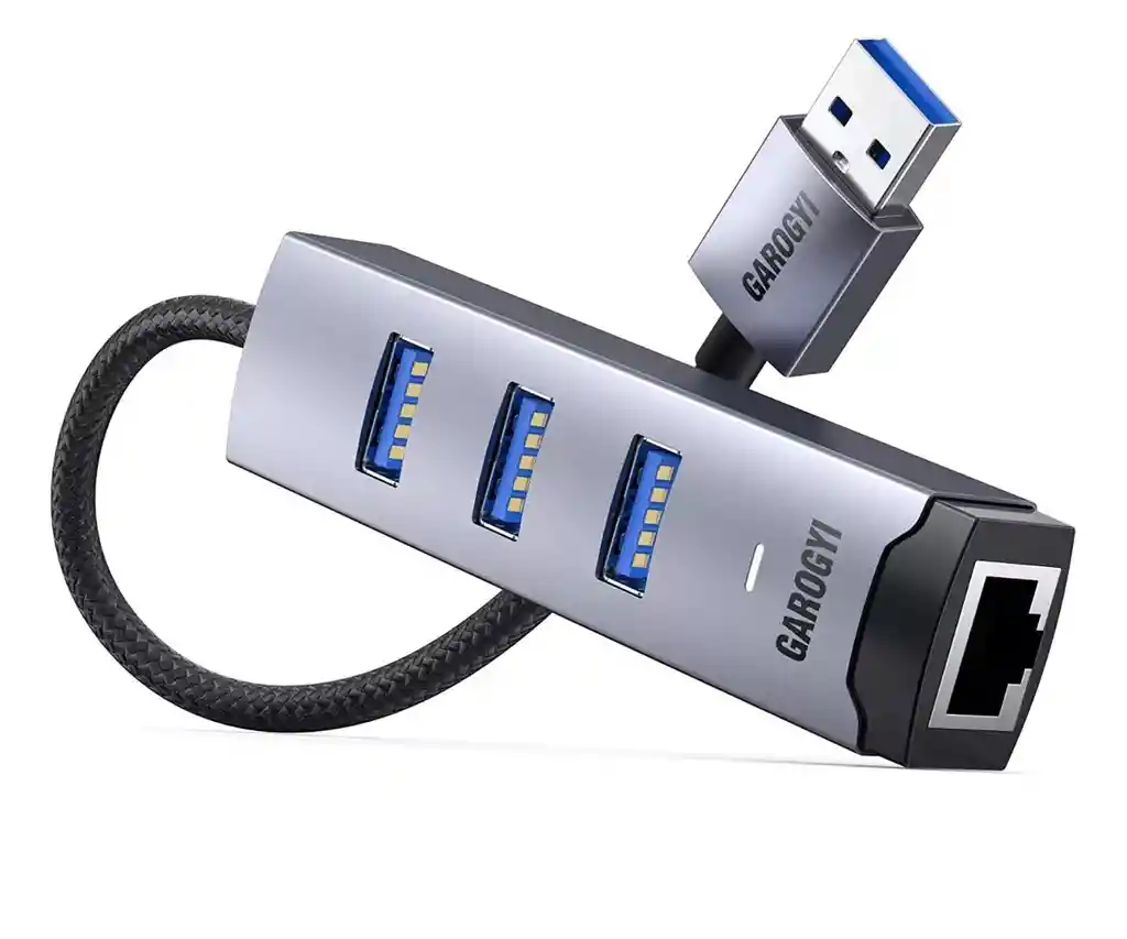 Adaptador De Usb A Red Lan 3.0 Gigabit + 3 Puertos Usb 3.0