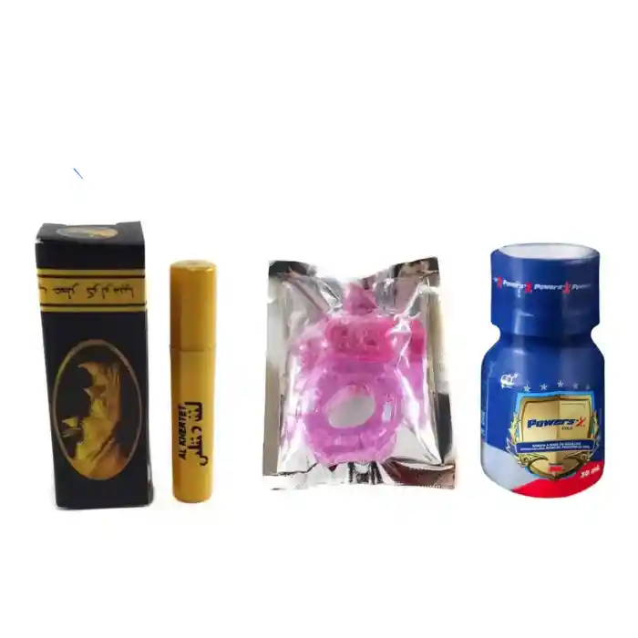 Kit Masculino - Retardante Rhino + Anillo Vibrador Retardante + Power Sex Potenciador Sexual Natural Jarabe* 30 Ml